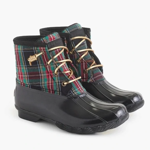 Sperry x J. Crew Duck Boots Plaid Tartan Size 9 - Picture 1 of 9